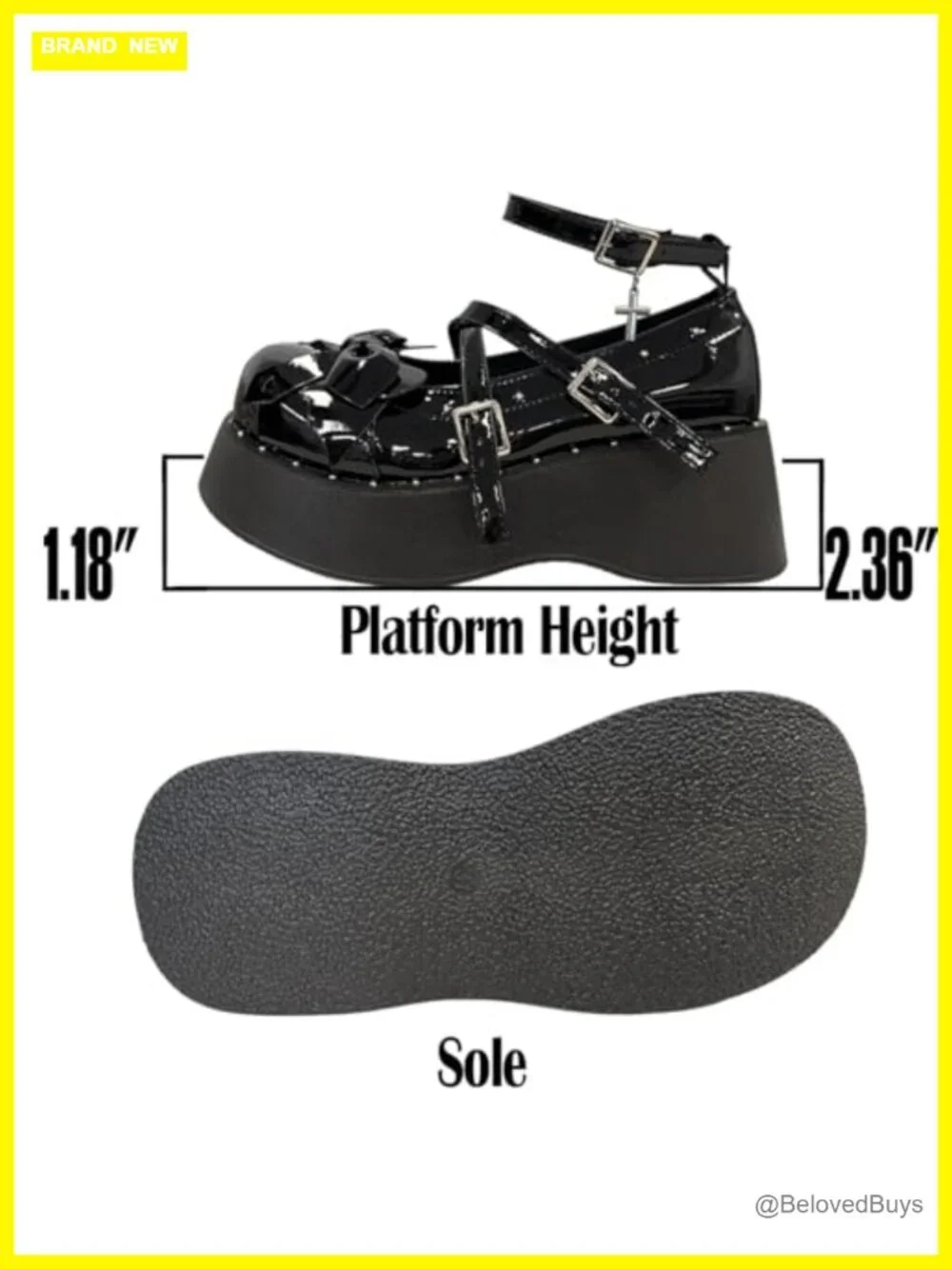 Women Kawaii Gothic Platform Mary Jane Shoes PU Chunky Heels Cosplay